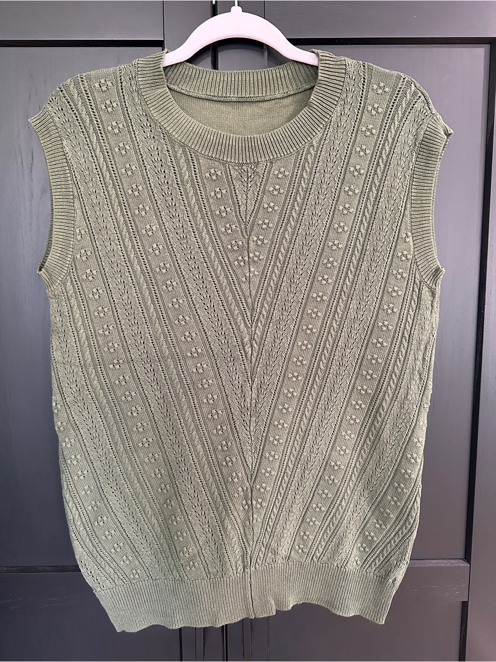Sleeveless Knit Vest Top - Olive Green